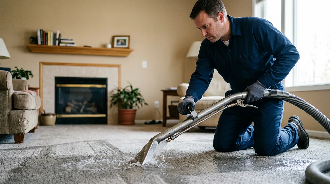 Water damage restoration technician working near Hawks, MI